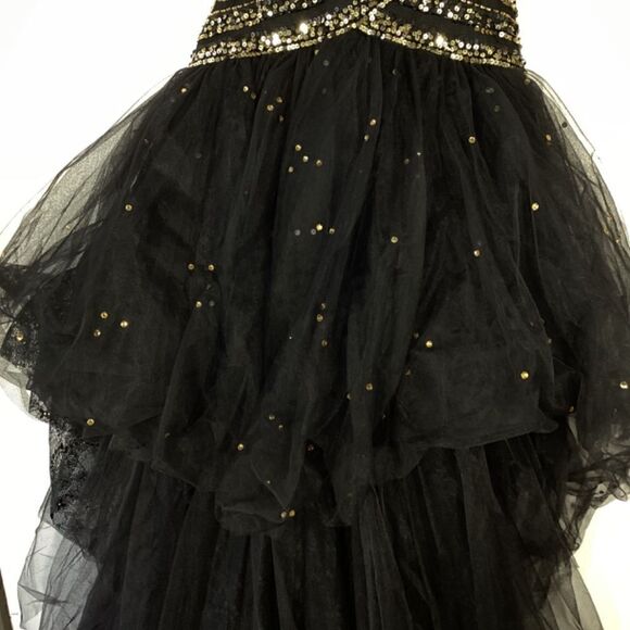 Sherri Hill Black & Gold Rhinestone Prom Dress Elegant Evening Gown - Picture 7 of 17
